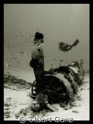 Diver over Carsair. Taken off Oahu's South shore with Can... by Stuart Ganz 